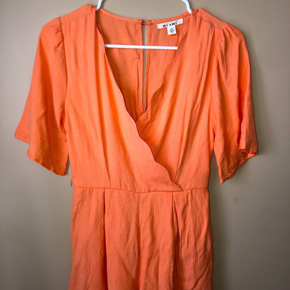 Coral Scalloped Romper